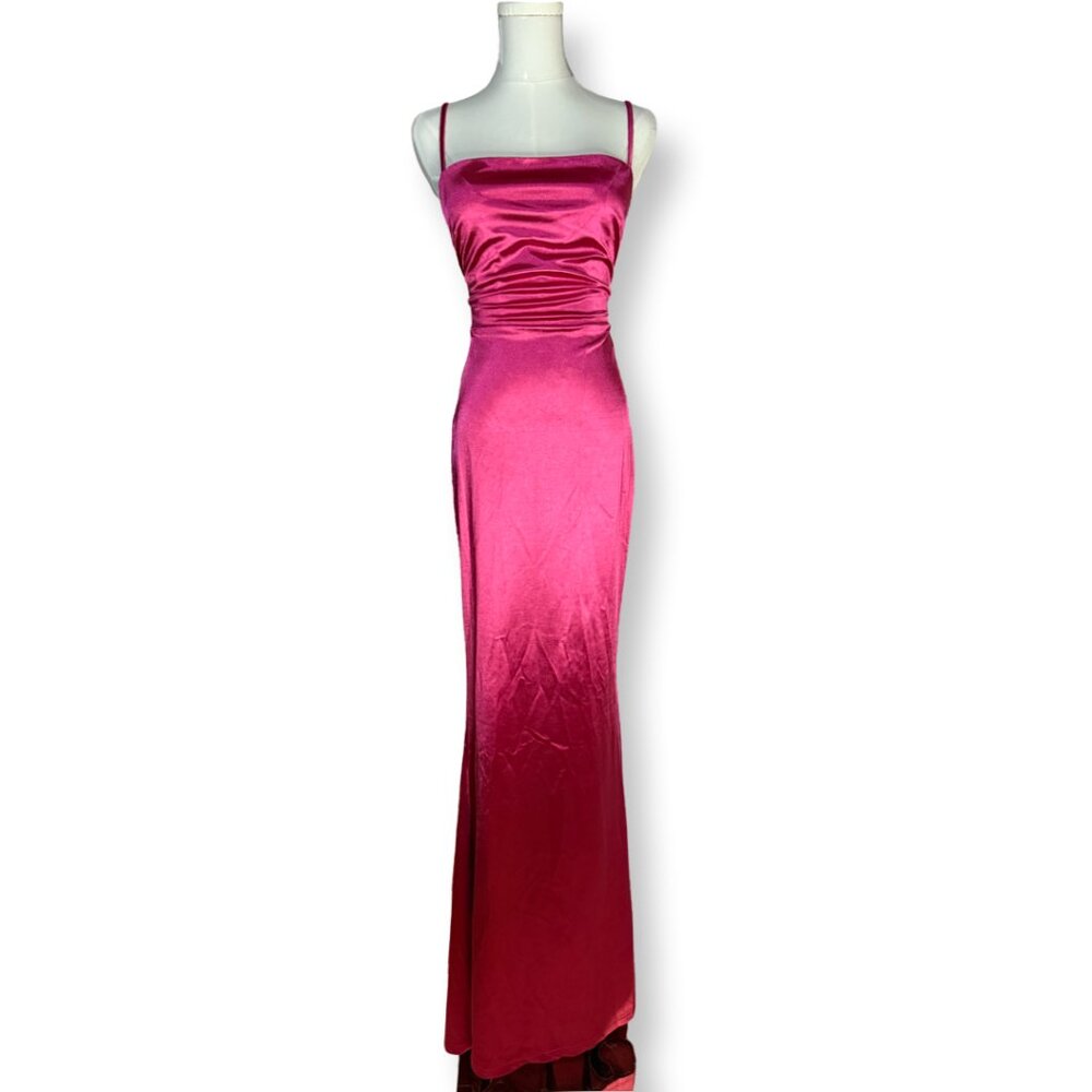 Love & Lemonade Red Lace-Up Maxi Dress Open Back Size S NWT
